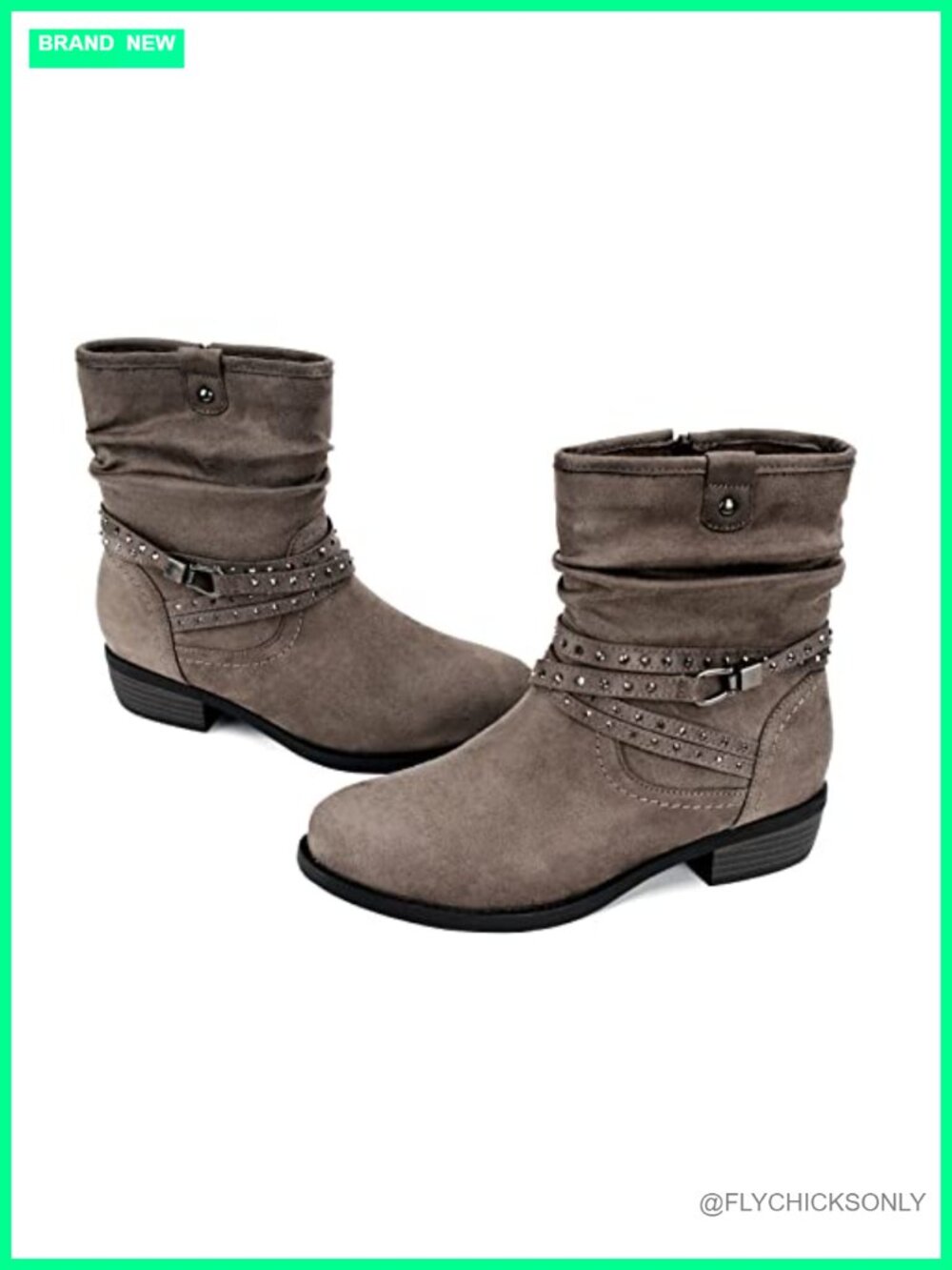 Women's Mid Calf Boots Faux Suede Slouchy Bootie Side Zipper